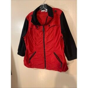Zenergy by Chico's Women's Zip-Front Jacket w/ 3/4 sleeve XL (Size 3)red black